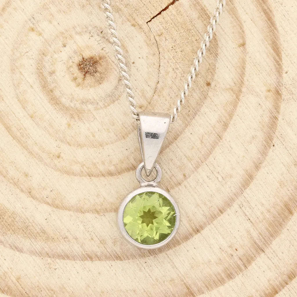 Sterling Silver Tube Set Peridot Necklace