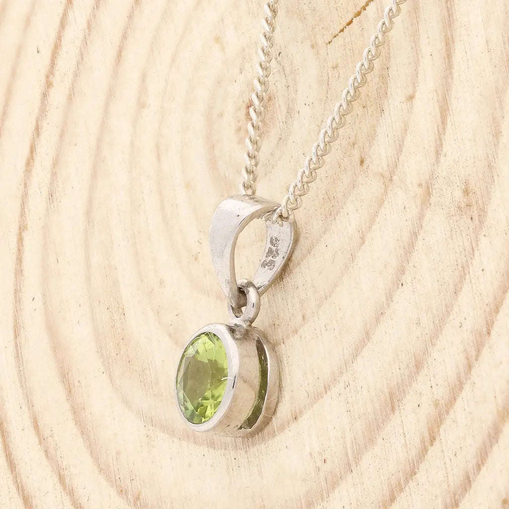 Sterling Silver Tube Set Peridot Necklace