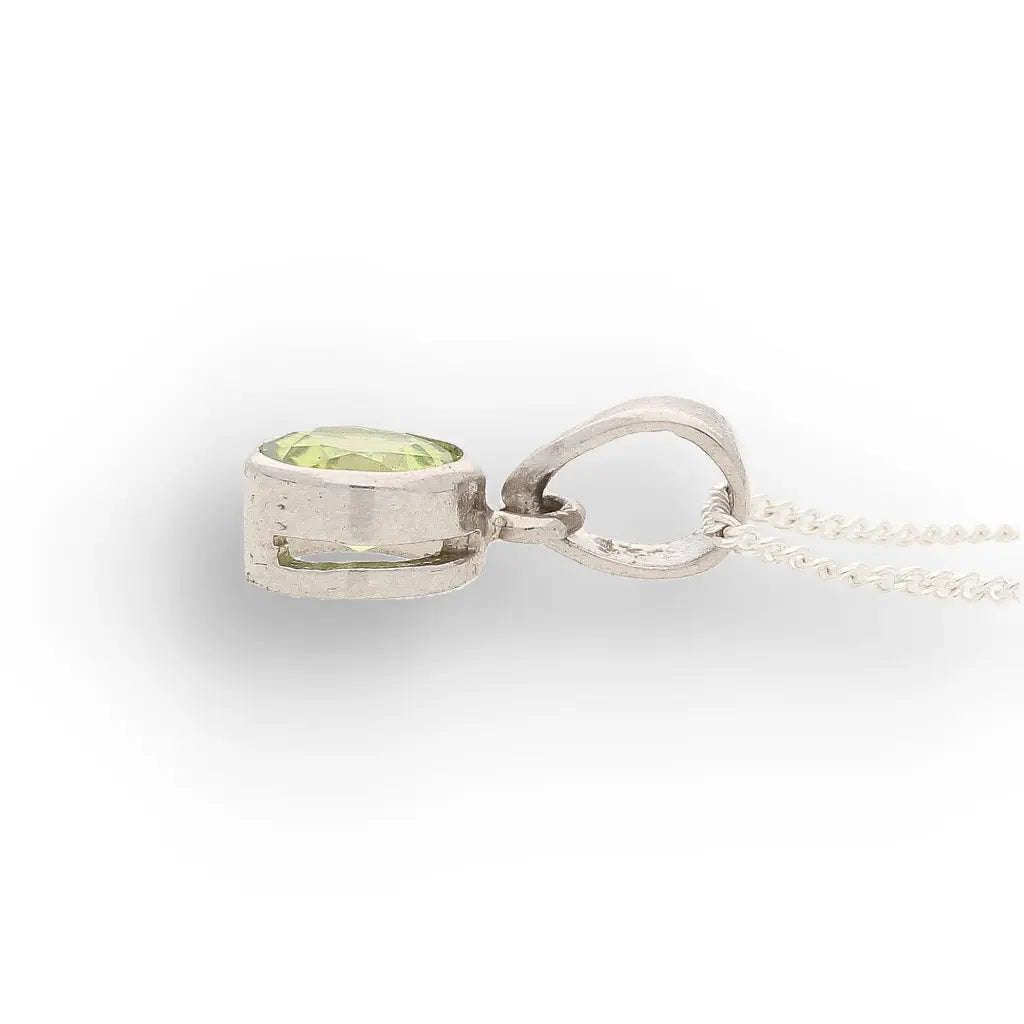 Sterling Silver Tube Set Peridot Necklace