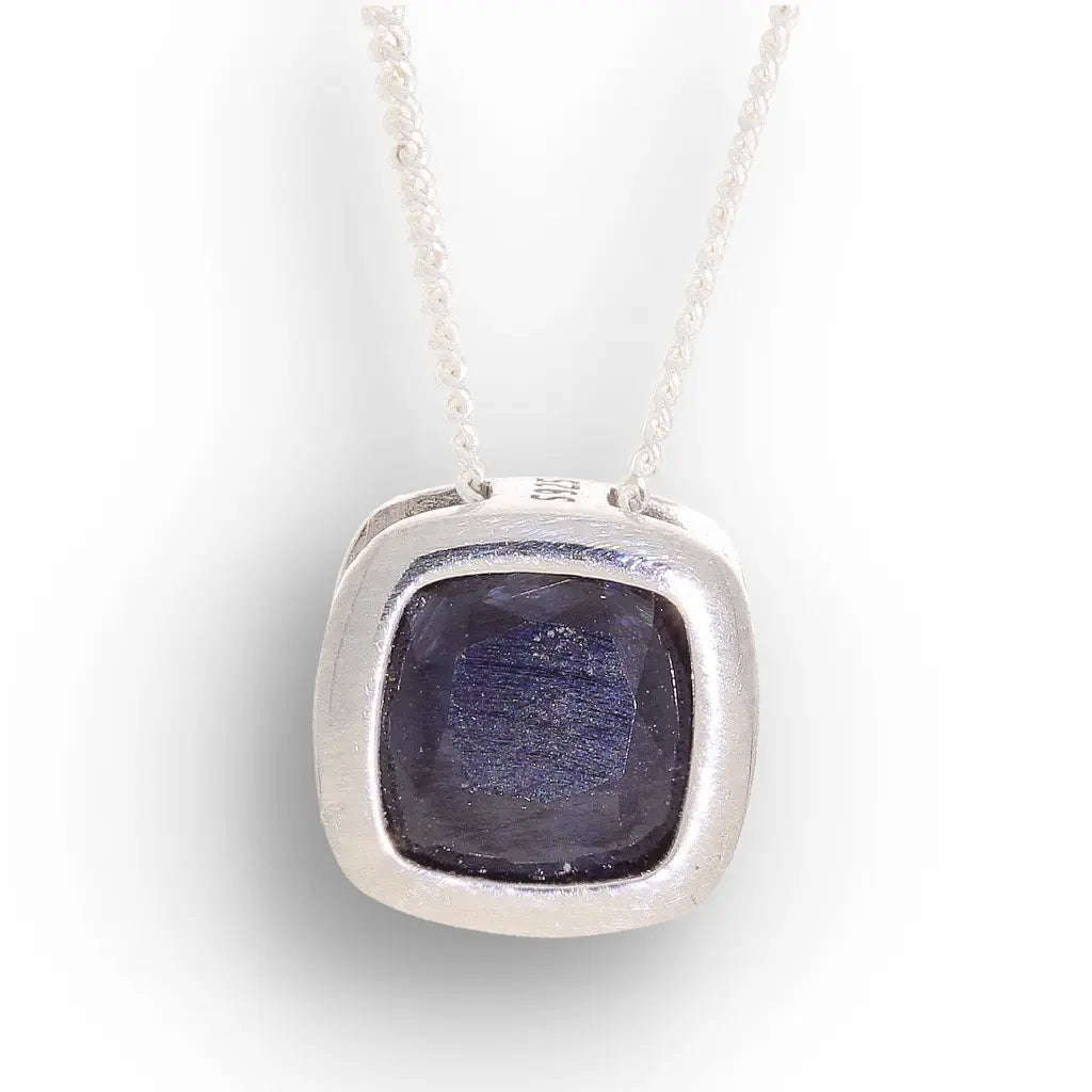 Blue Sapphire Square Slider Necklace 45cm