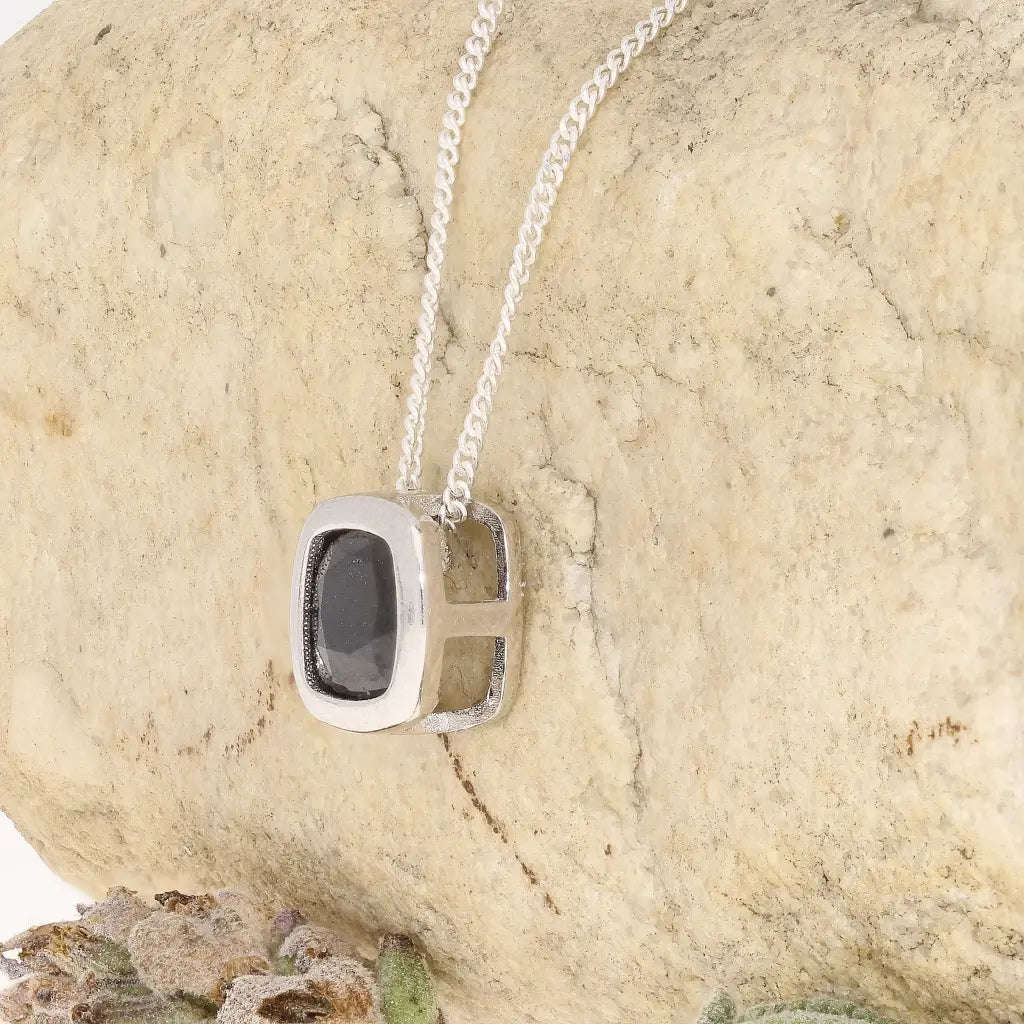 Blue Sapphire Square Slider Necklace 45cm