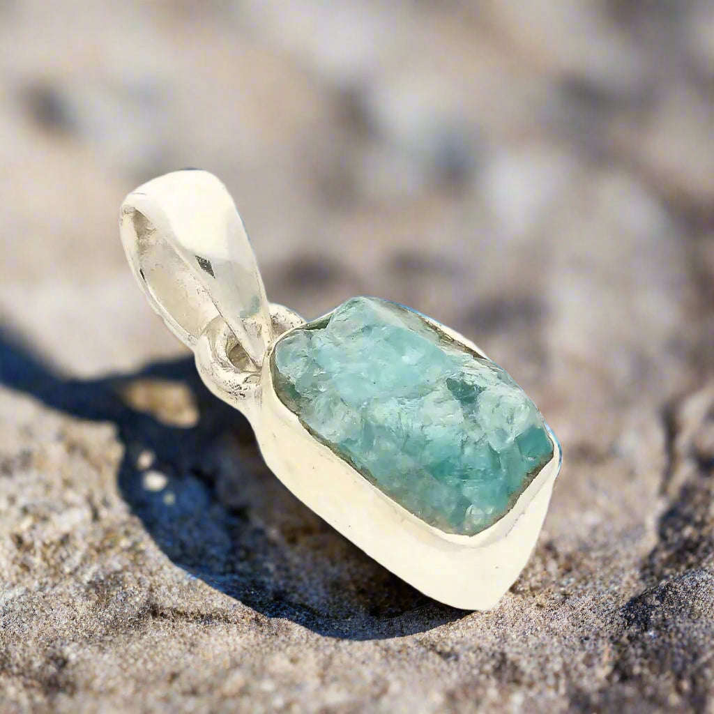 Clear Vision  Rough Blue Topaz Pendant