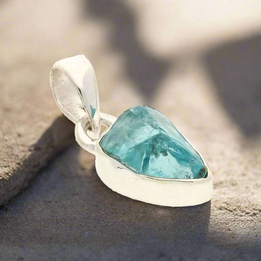 Clear Vision  Rough Blue Topaz Pendant