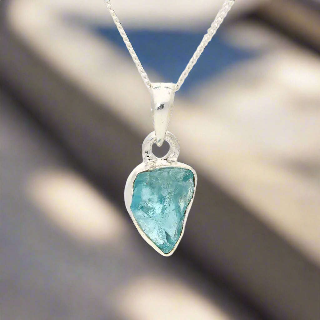 Clear Vision  Rough Blue Topaz Pendant