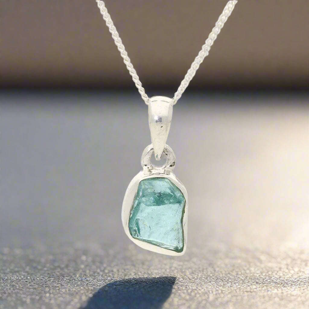 Clear Vision  Rough Blue Topaz Pendant