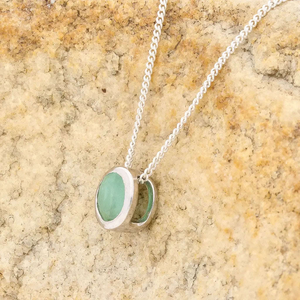 Emerald Slider Pendant Necklace 6mm Silver