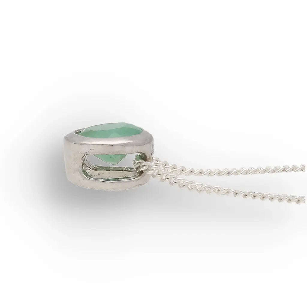 Emerald Slider Pendant Necklace 6mm Silver