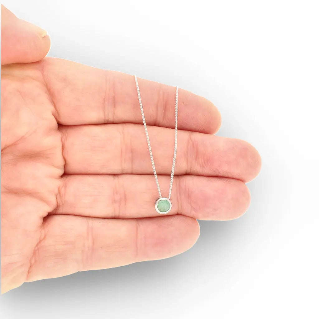 Emerald Slider Pendant Necklace 6mm Silver