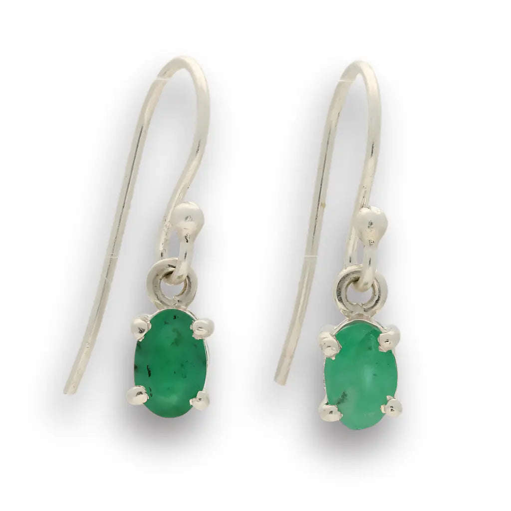 Natural Emerald Sterling Silver Dangle Earrings - Verdant Grace