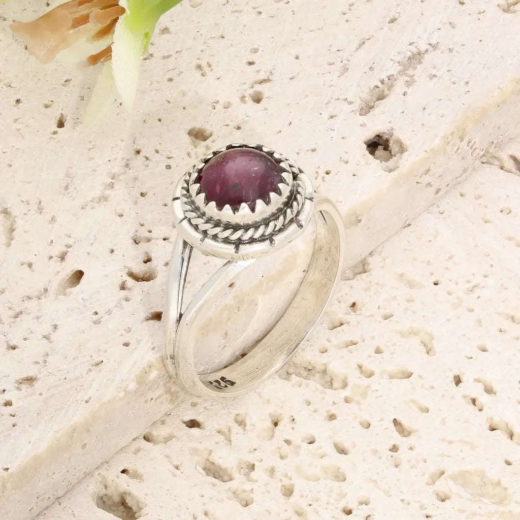 Sterling Silver Natural Star Ruby Ring
