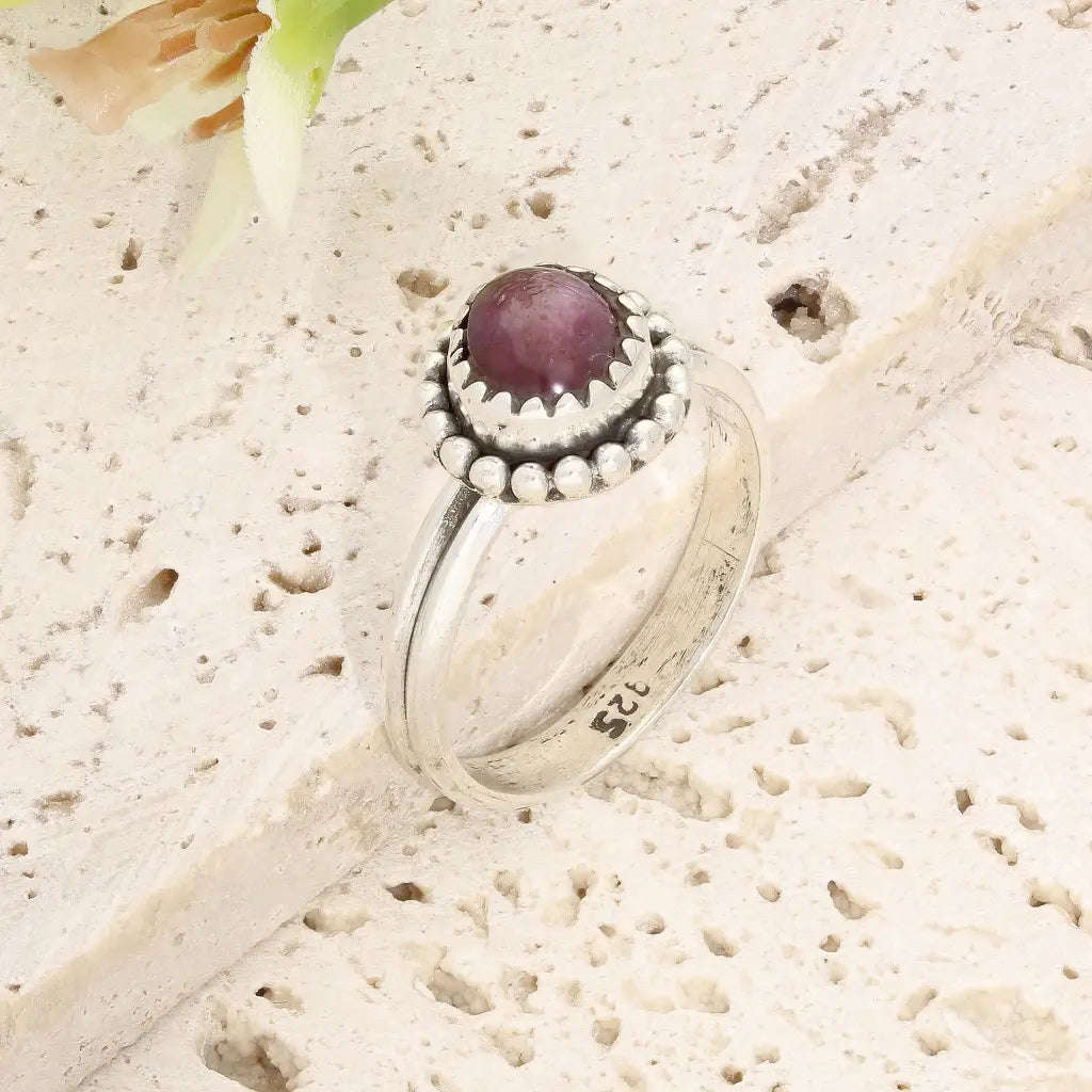 Sterling Silver Natural Star Ruby Ring