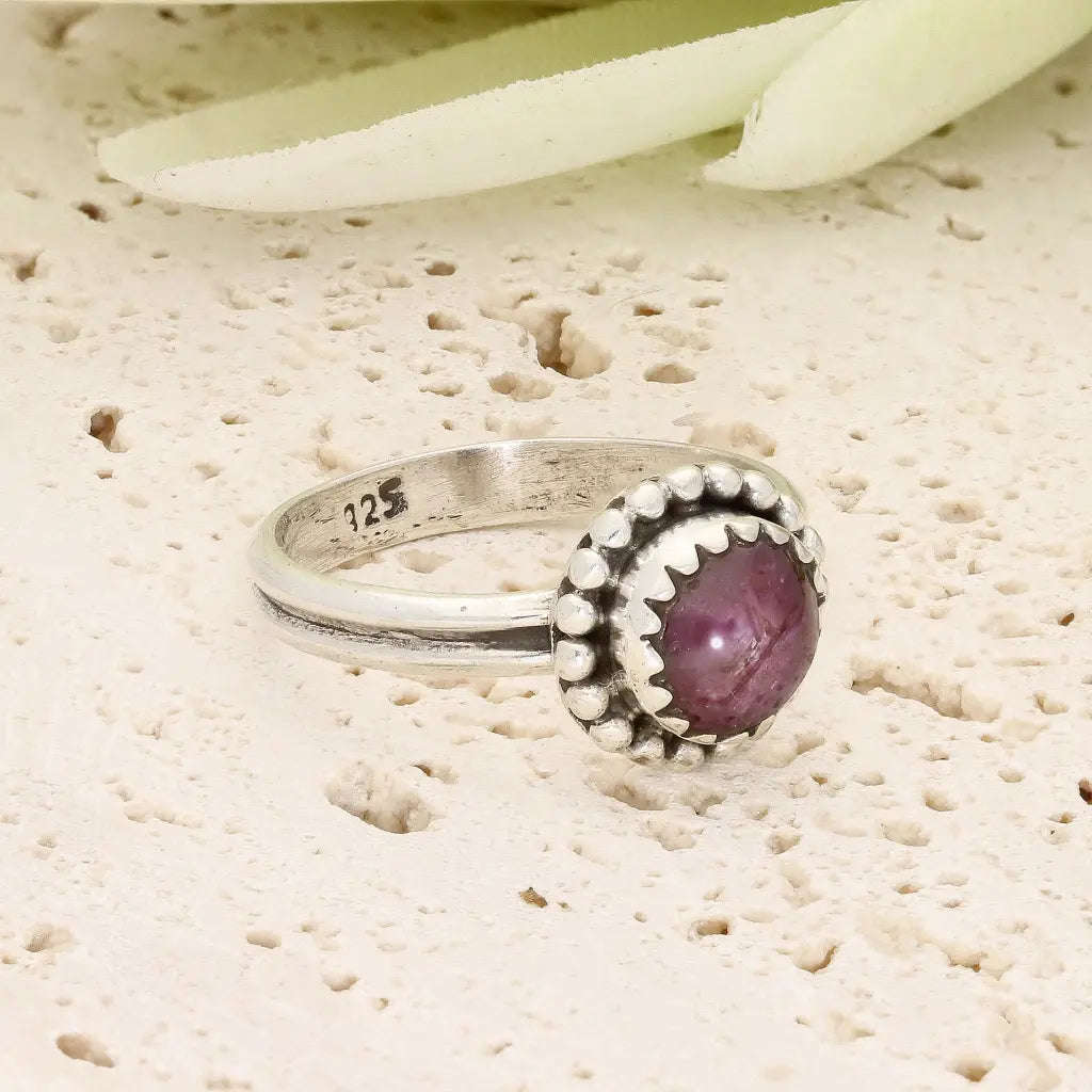 Sterling Silver Natural Star Ruby Ring