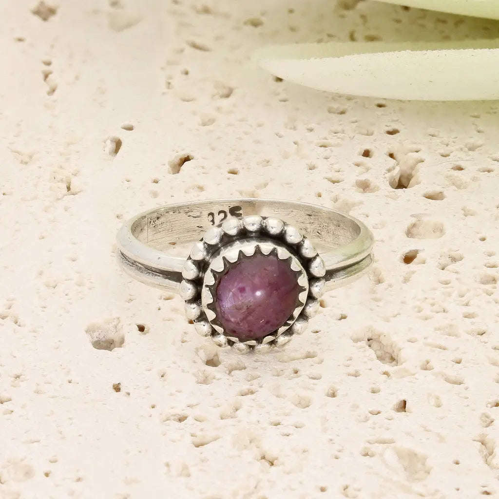 Sterling Silver Natural Star Ruby Ring