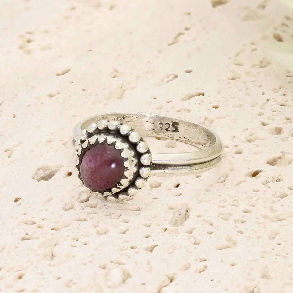 Sterling Silver Natural Star Ruby Ring