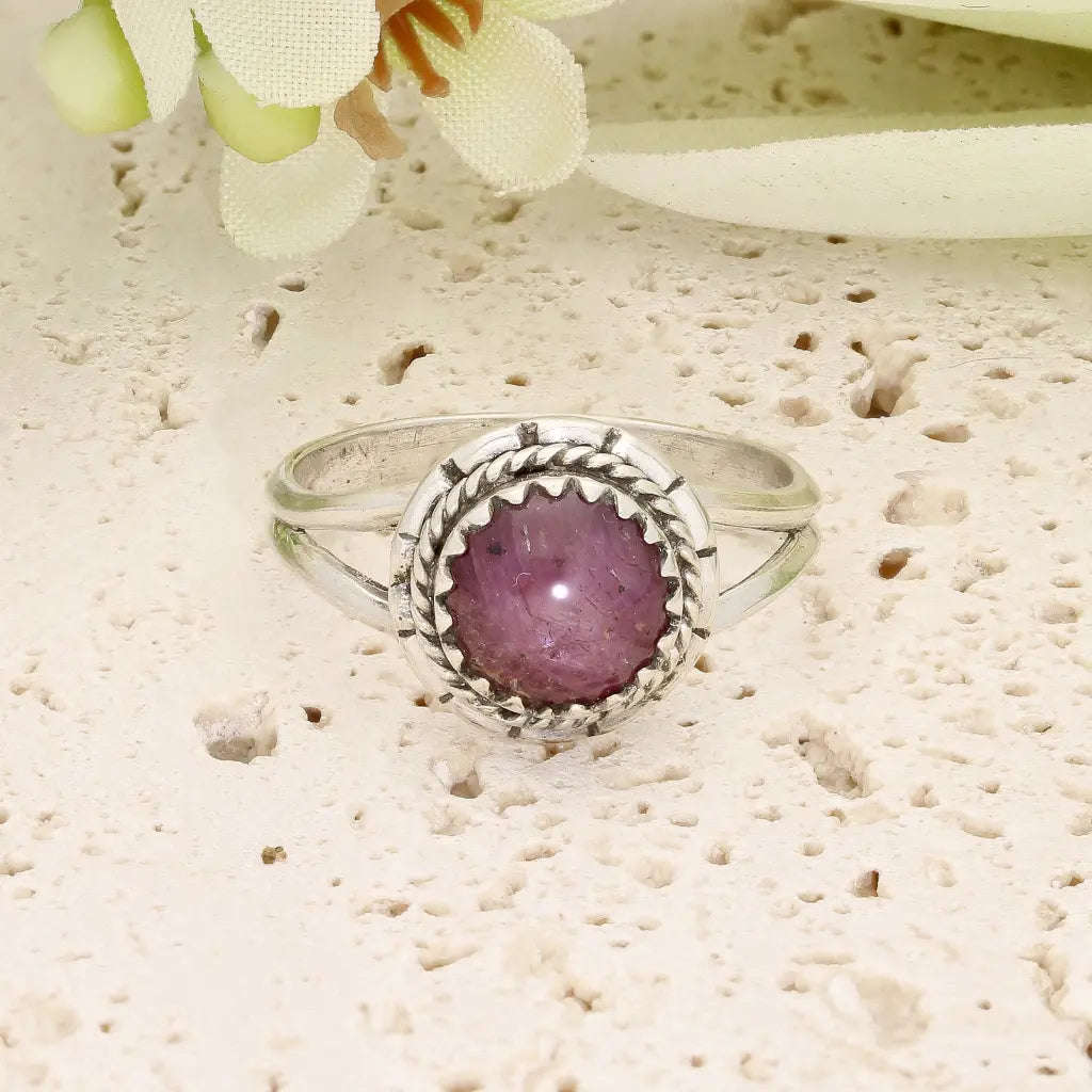 Sterling Silver Natural Star Ruby Ring