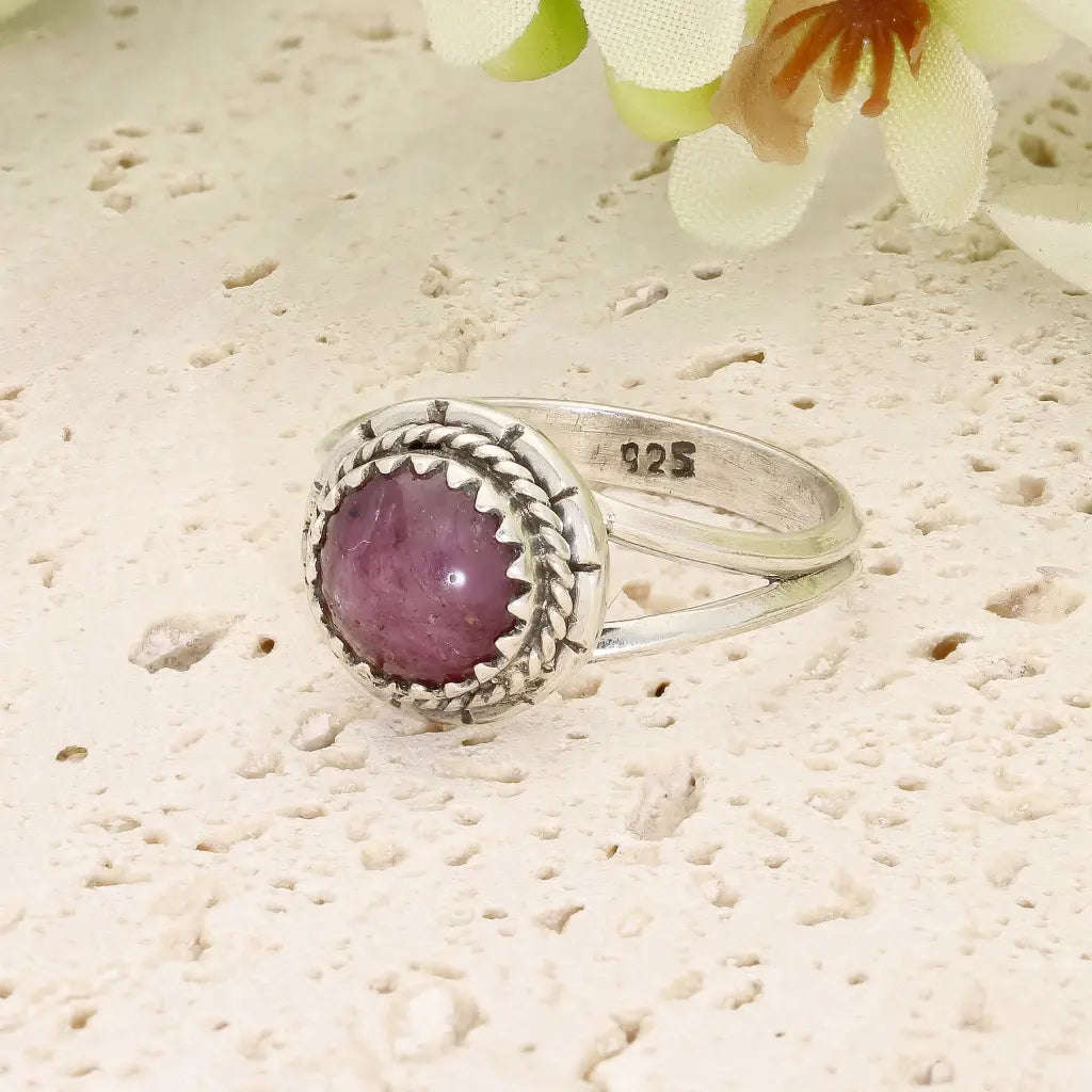 Sterling Silver Natural Star Ruby Ring
