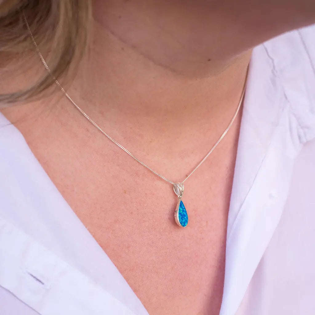 Secret Garden: Teardrop Synthetic Opal Necklace