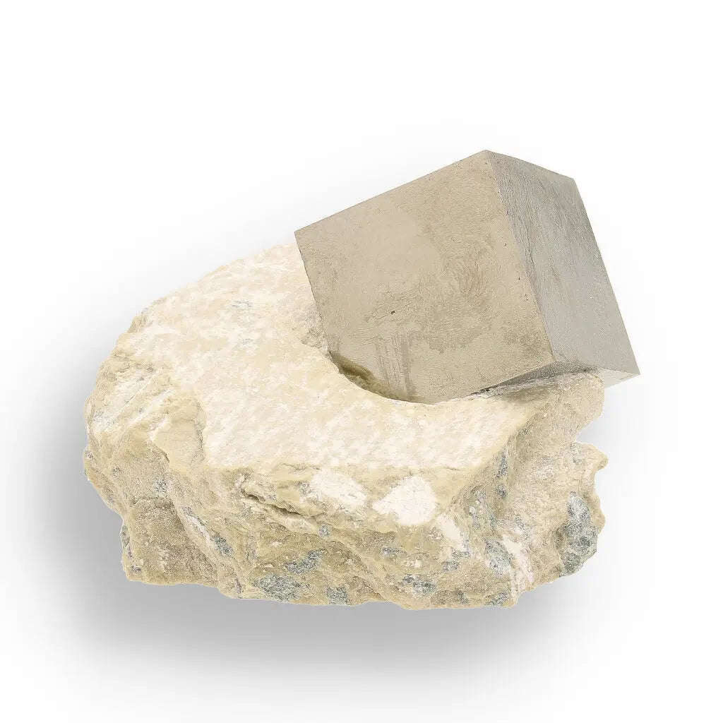 Navajún Pyrite Cube on Matrix - Collector Grade Specimen