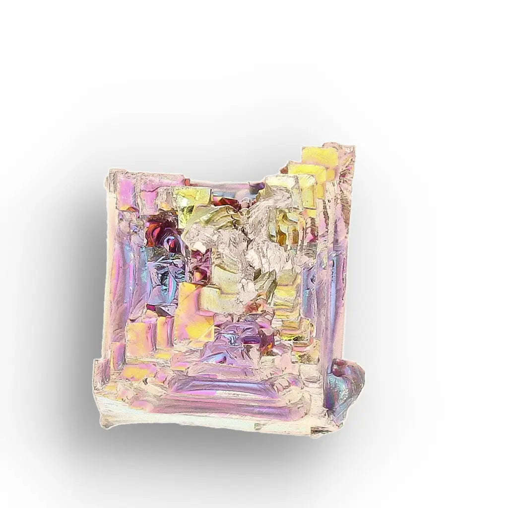 Bismuth Geometric Crystal  Vibrant Iridescent Metal Formation