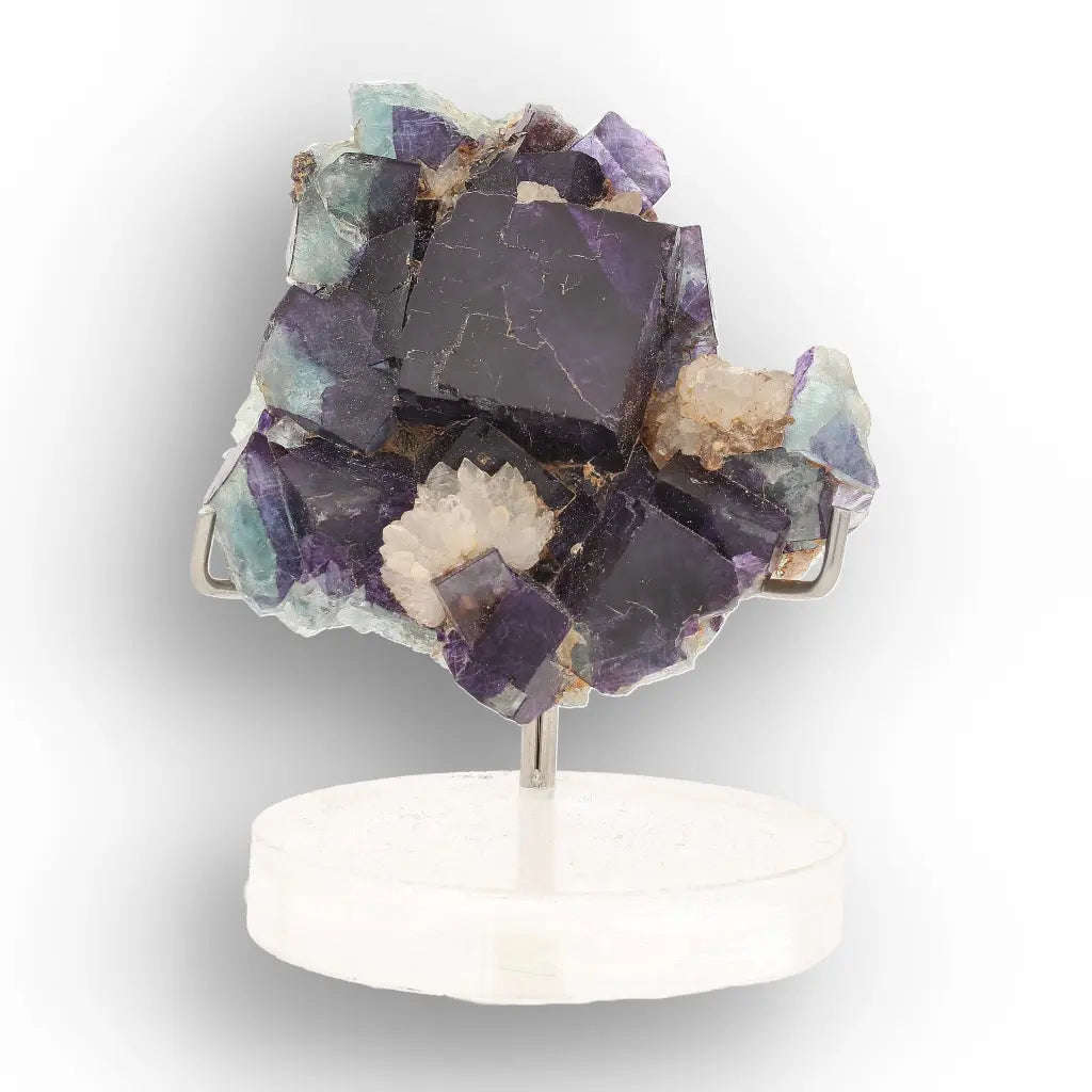Purple & Blue-Green Fluorite with Quartz from Okorusu Mine, Namibia