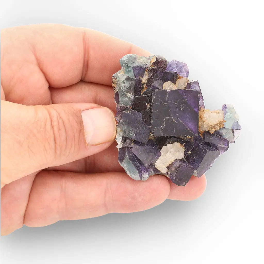 Purple & Blue-Green Fluorite with Quartz from Okorusu Mine, Namibia