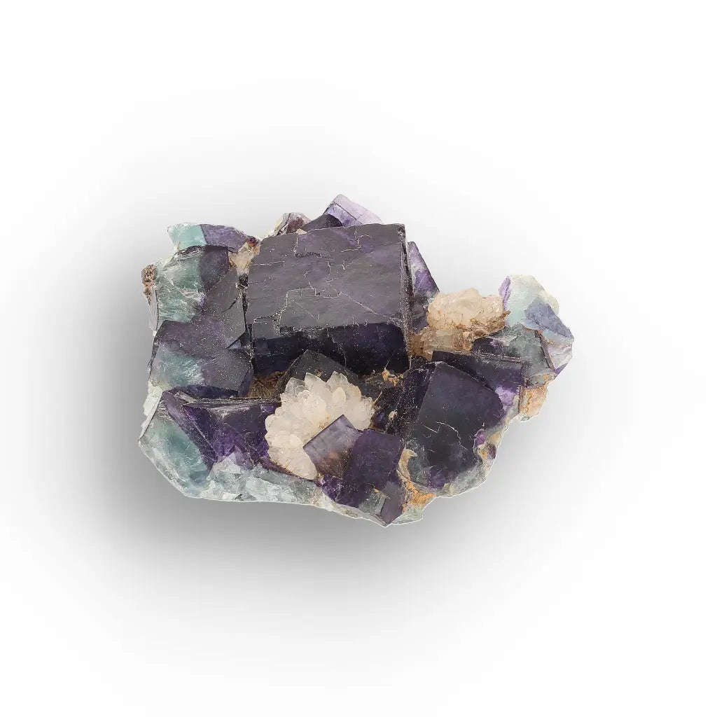 Purple & Blue-Green Fluorite with Quartz from Okorusu Mine, Namibia