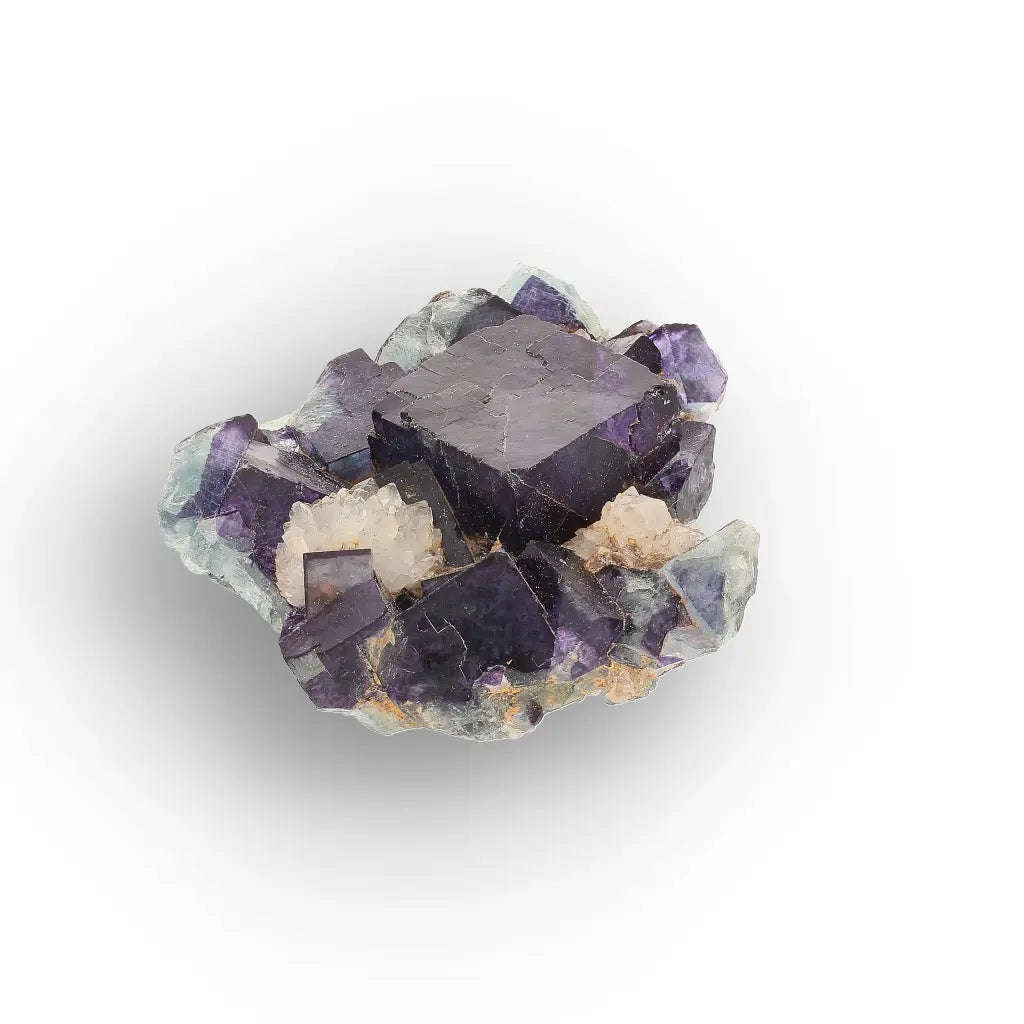 Purple & Blue-Green Fluorite with Quartz from Okorusu Mine, Namibia