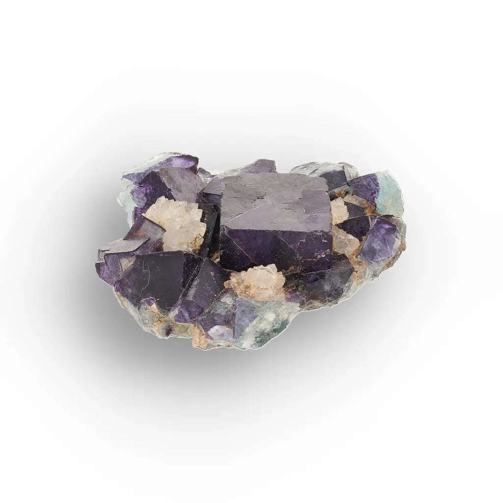 Purple & Blue-Green Fluorite with Quartz from Okorusu Mine, Namibia