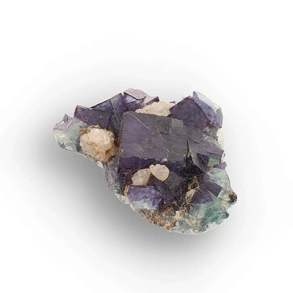 Purple & Blue-Green Fluorite with Quartz from Okorusu Mine, Namibia