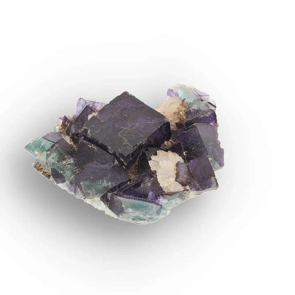 Purple & Blue-Green Fluorite with Quartz from Okorusu Mine, Namibia