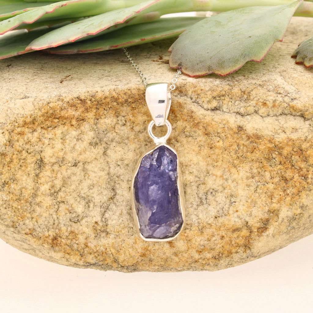 Elemental Aura Rough Tanzanite Necklace