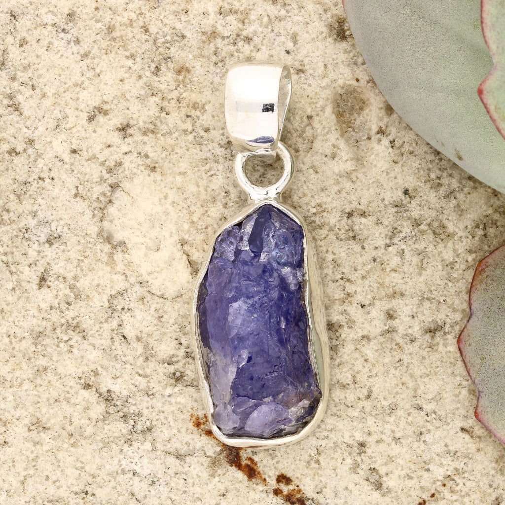 Elemental Aura Rough Tanzanite Necklace