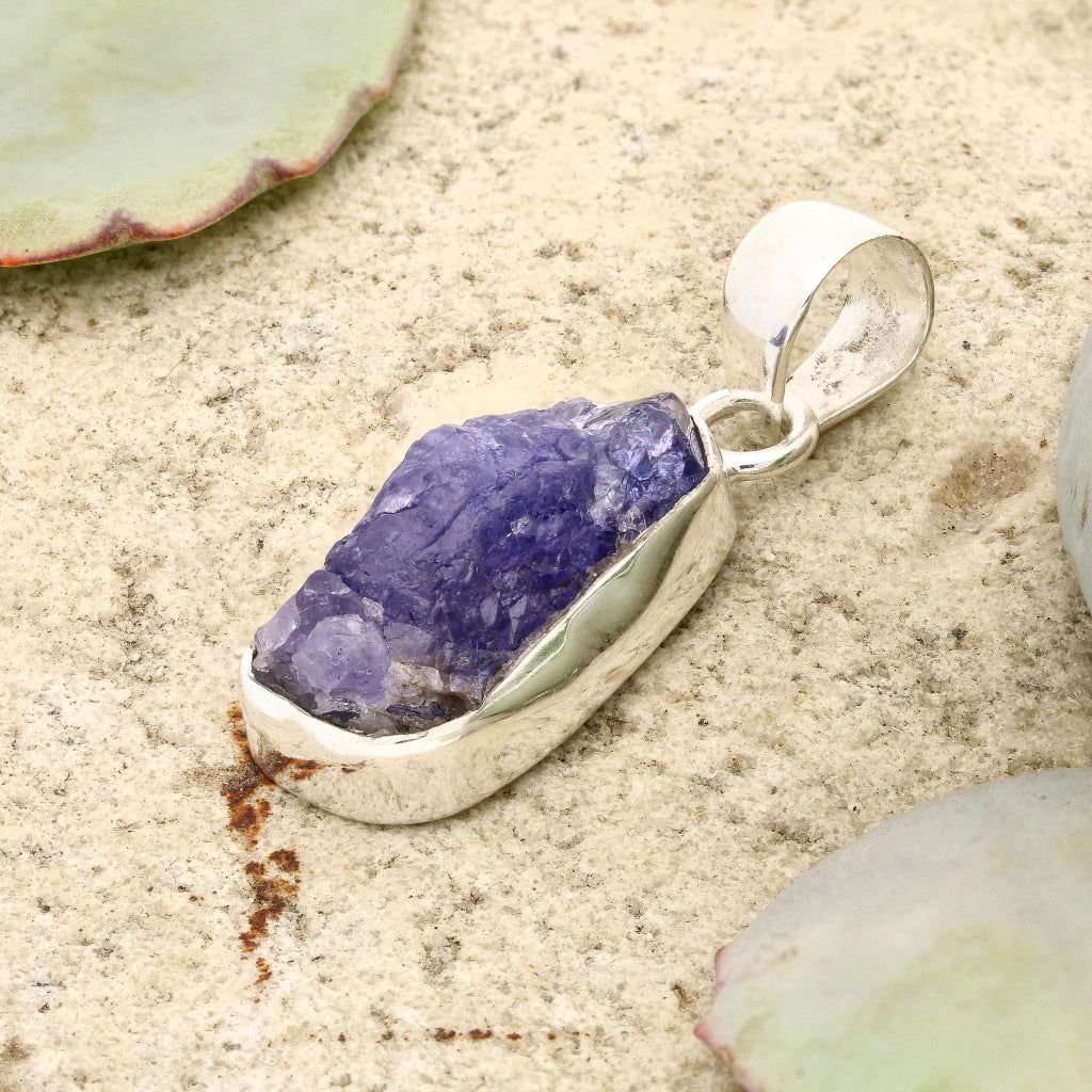 Elemental Aura Rough Tanzanite Necklace