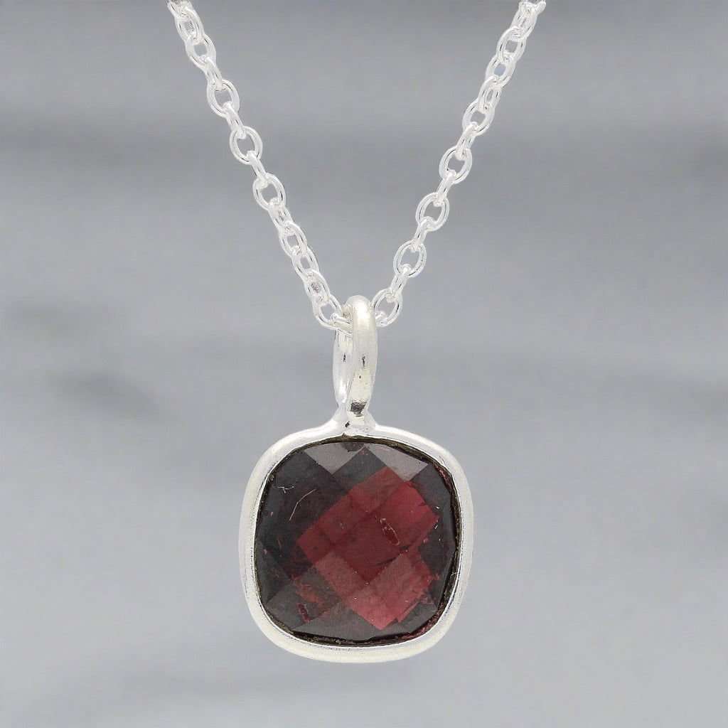 Bold Beginnings  Faceted Garnet January Birthstone Necklace