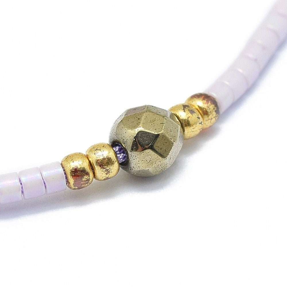 Pyrite & Seed Bead Adjustable Bracelet