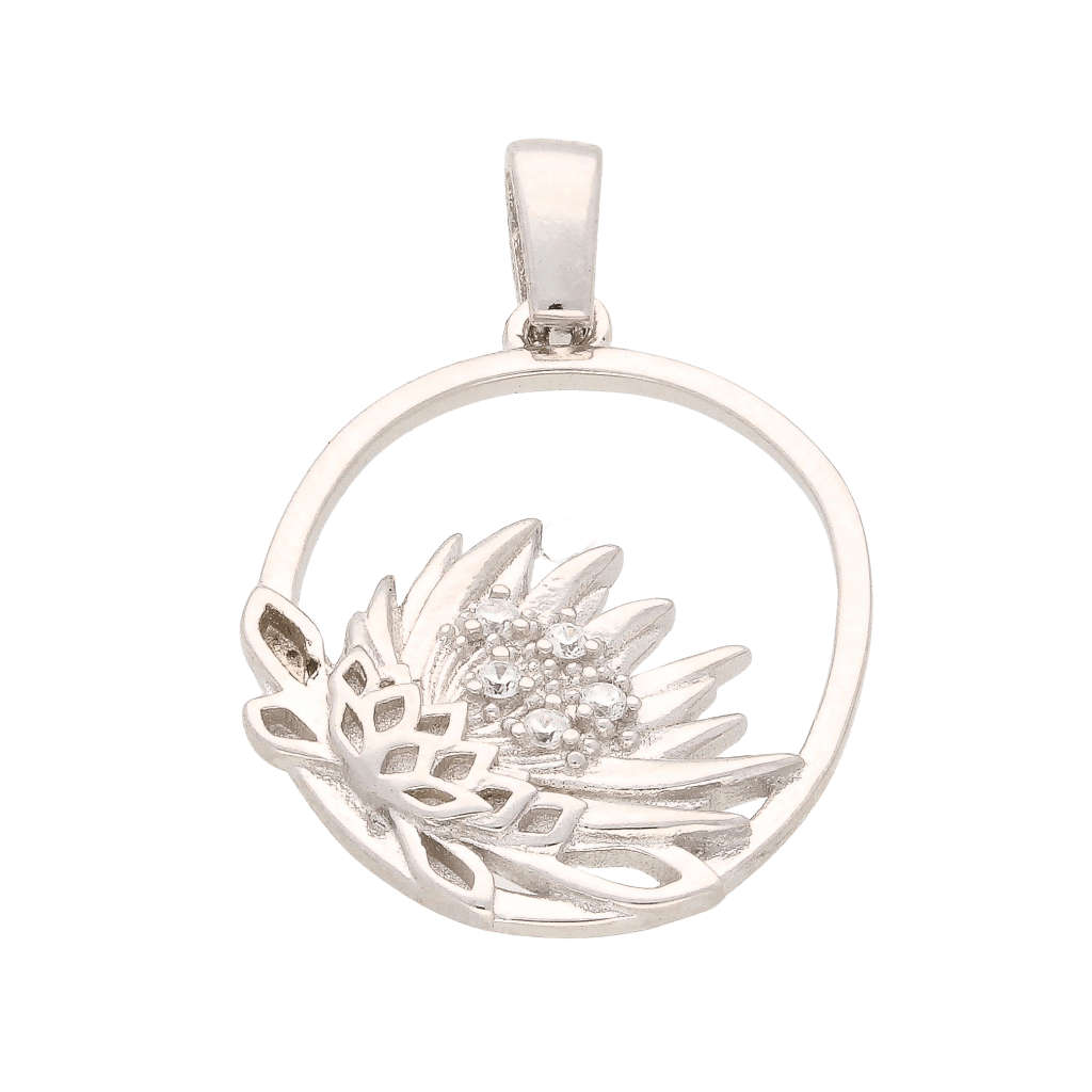 Silver Oval Protea Necklace