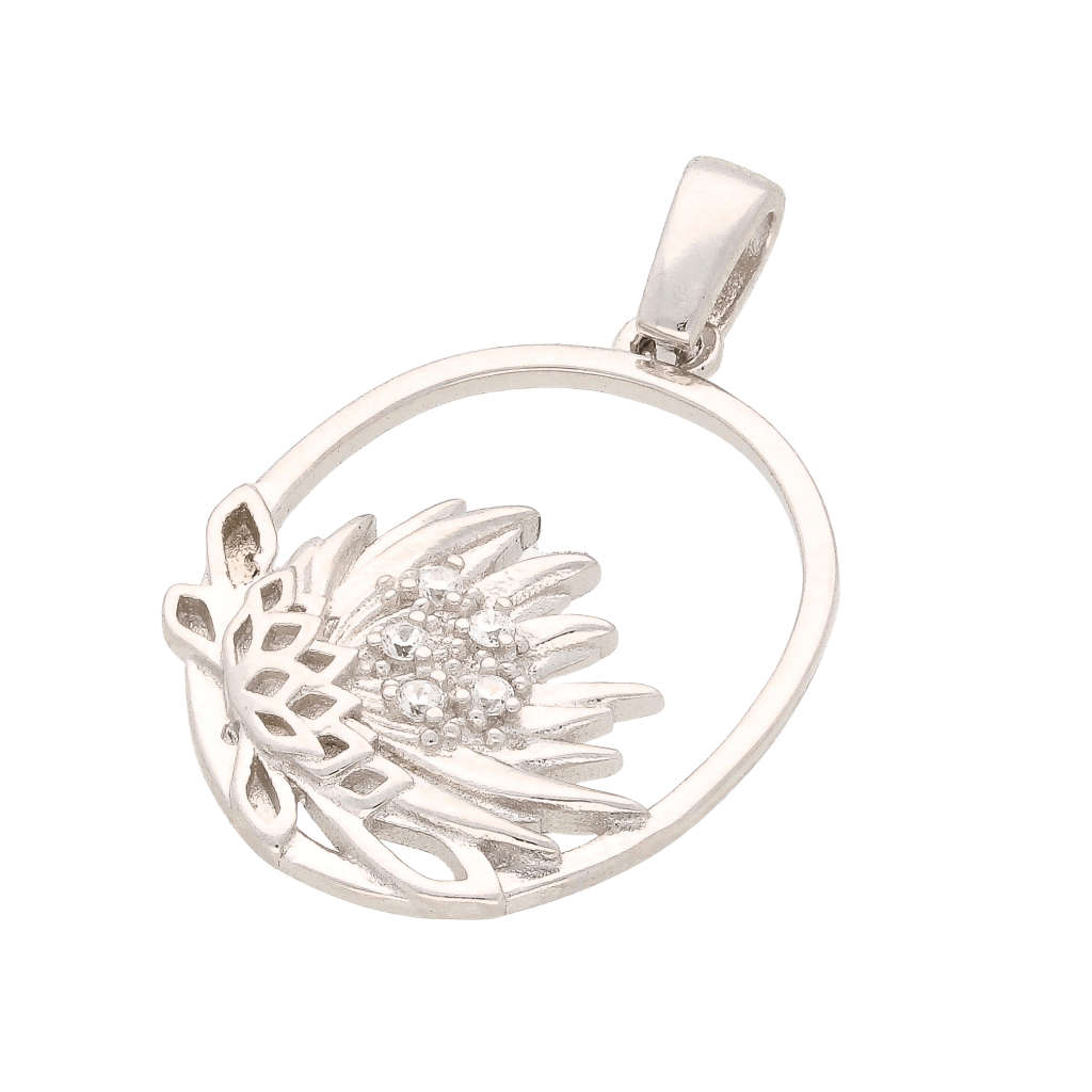 Silver Oval Protea Necklace