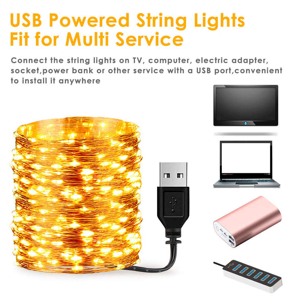 Litehouse 200LED Copper Warm White USB Fairy Lights 20m - LITE02