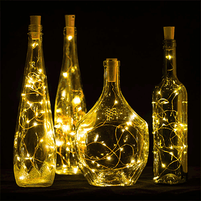LED Bottle String Lights Cork Shaped  Warm White