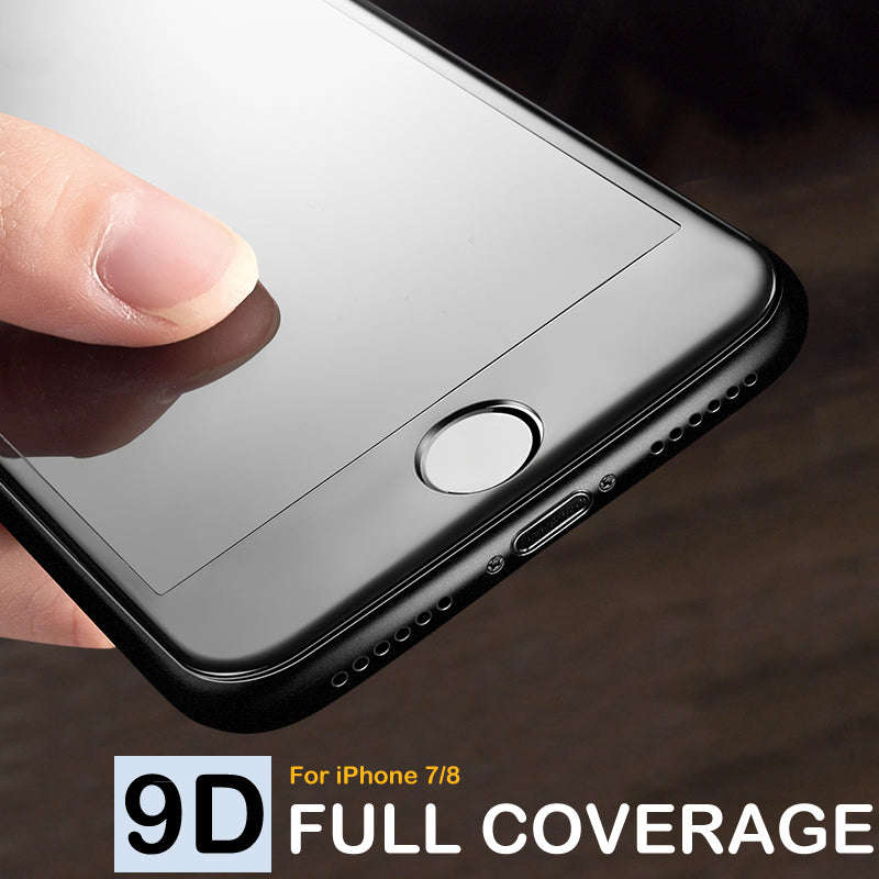 9D Curved Edge Full Cover Tempered Glass On The For iPhone 7 8 Plus S... - For iphone 8 Plus / Black