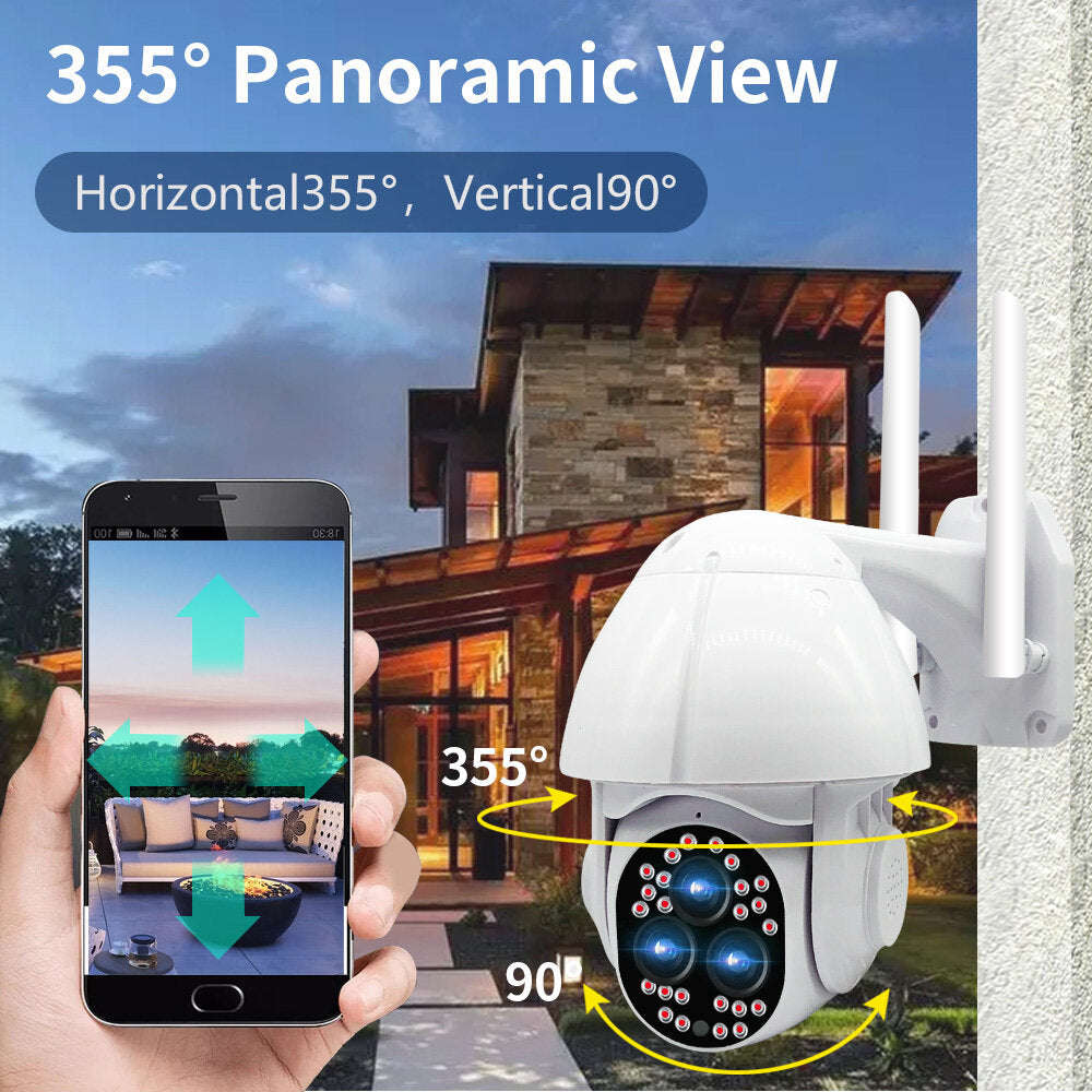 GUUDGO 24 LED +3HD Lenses Full color 1080P Camera Night Vight 355 PTZ 4X Zoom Rotation Outdoor Ca...