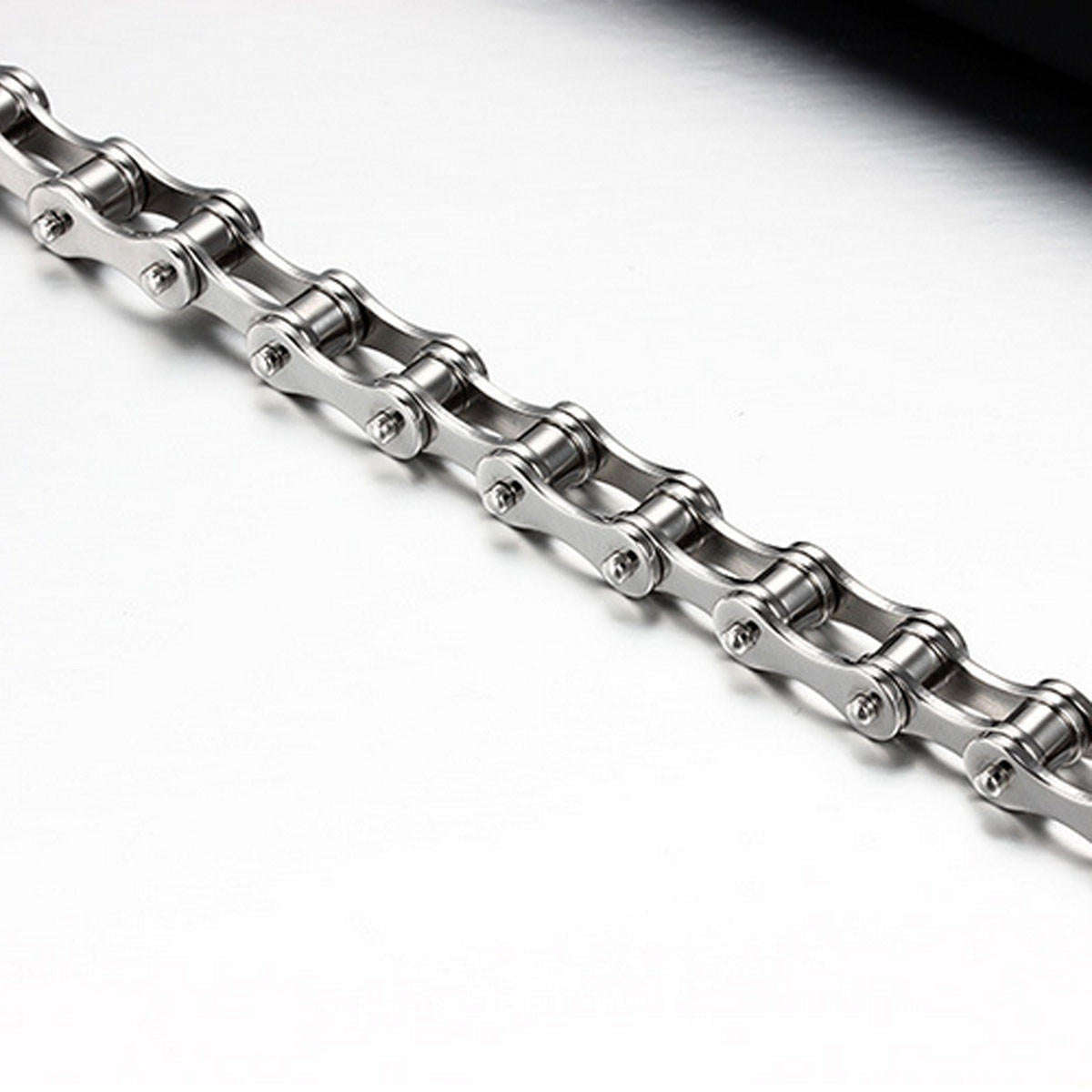 Silver Black Stainless Steel Motorcycle Bike Chain Bracelet For Men