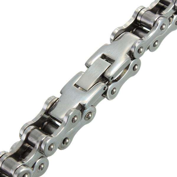 Silver Black Stainless Steel Motorcycle Bike Chain Bracelet For Men