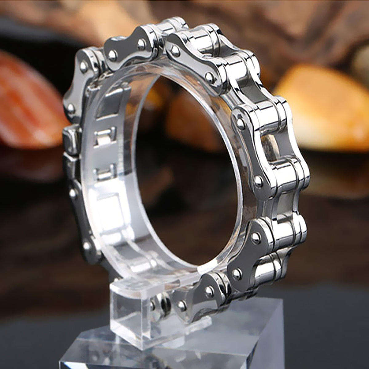 Silver Black Stainless Steel Motorcycle Bike Chain Bracelet For Men