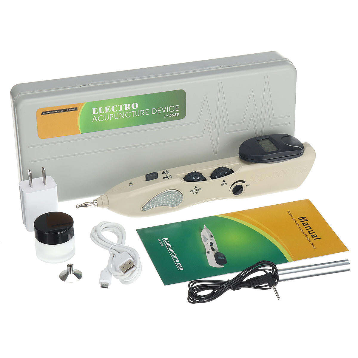 Handheld Rechargeable LCD Display Electronic Massager Acupuncture Pen Body Pain Relief Device