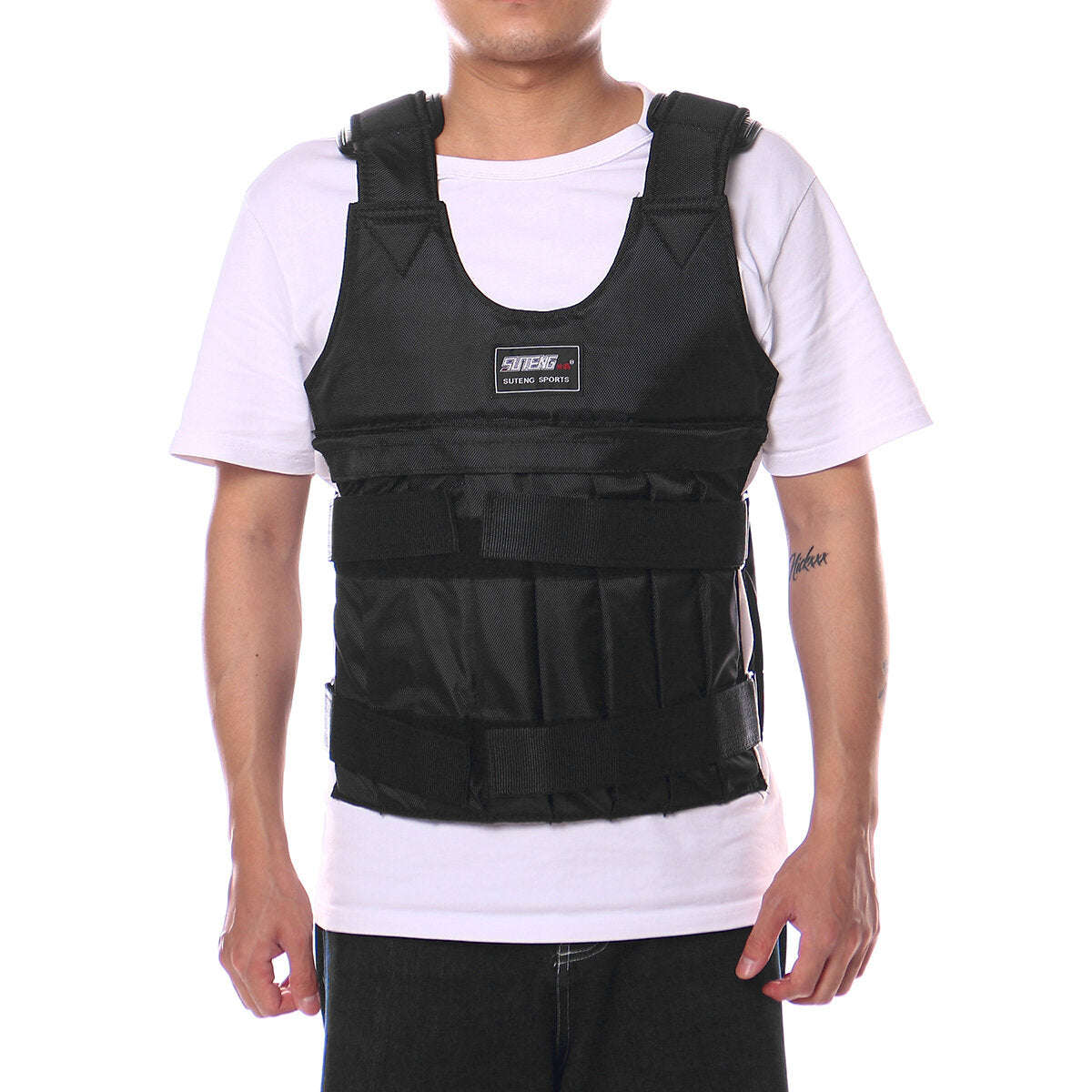 20/50kg Loading Weighted Vest Tactical Vest Adjustable Weight Boxing Training Exercise Tools - A