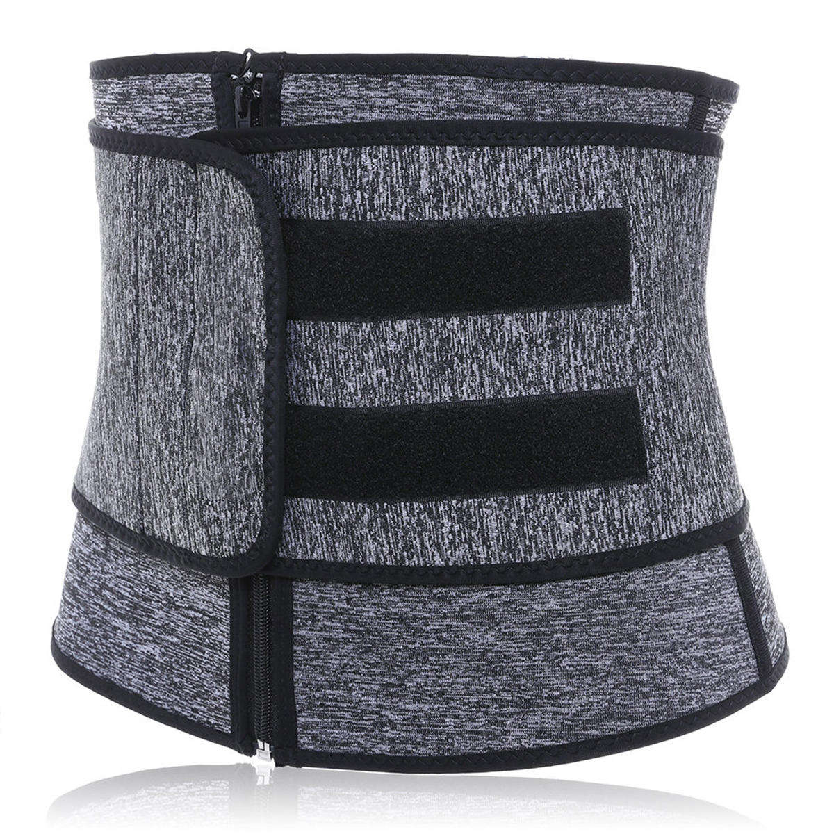 Sport Women Waist Tummy Girdle Zipper Belt Corset Body Shaper Trainer Control - Grey S
