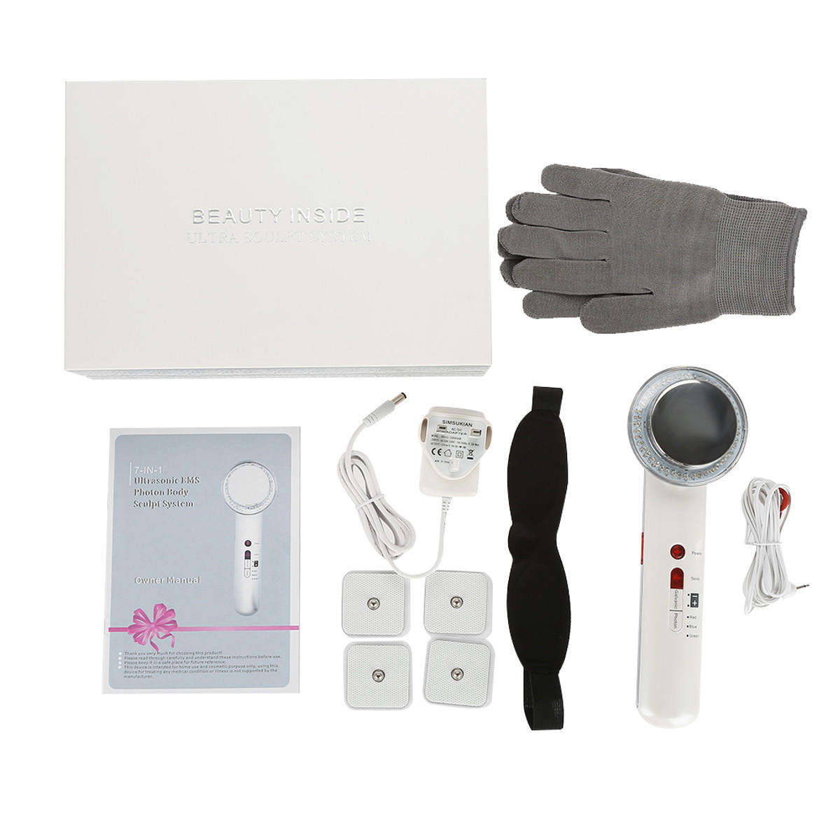 7 In 1 Ultrasonic Cavitation Body Fat Remover Cellulite Machine Electric Facial Massager - US Plug