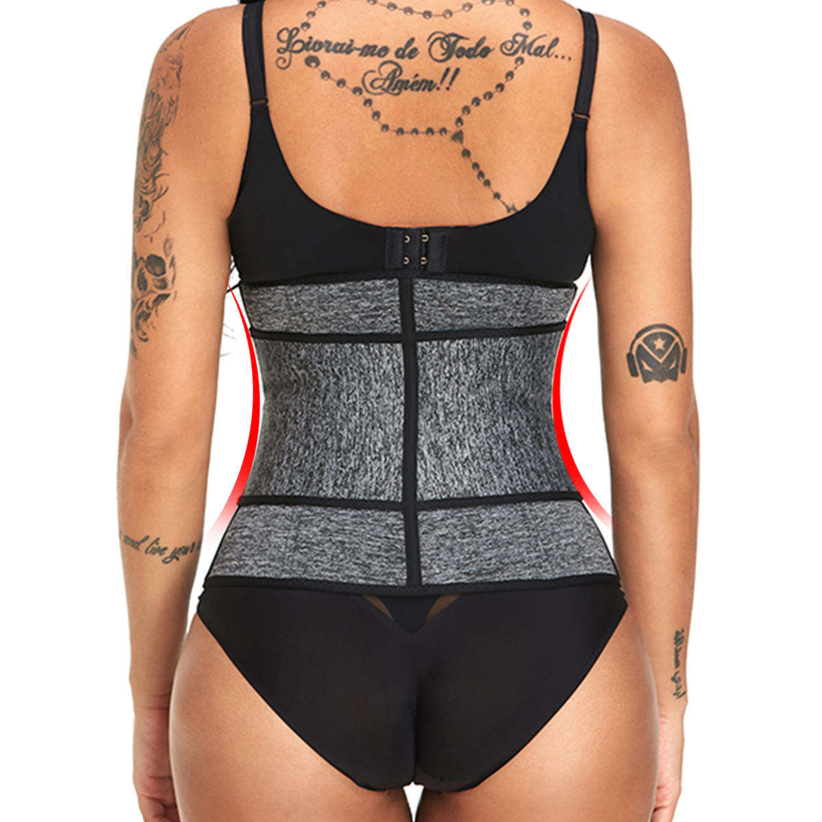 Sport Women Waist Tummy Girdle Zipper Belt Corset Body Shaper Trainer Control - Grey S