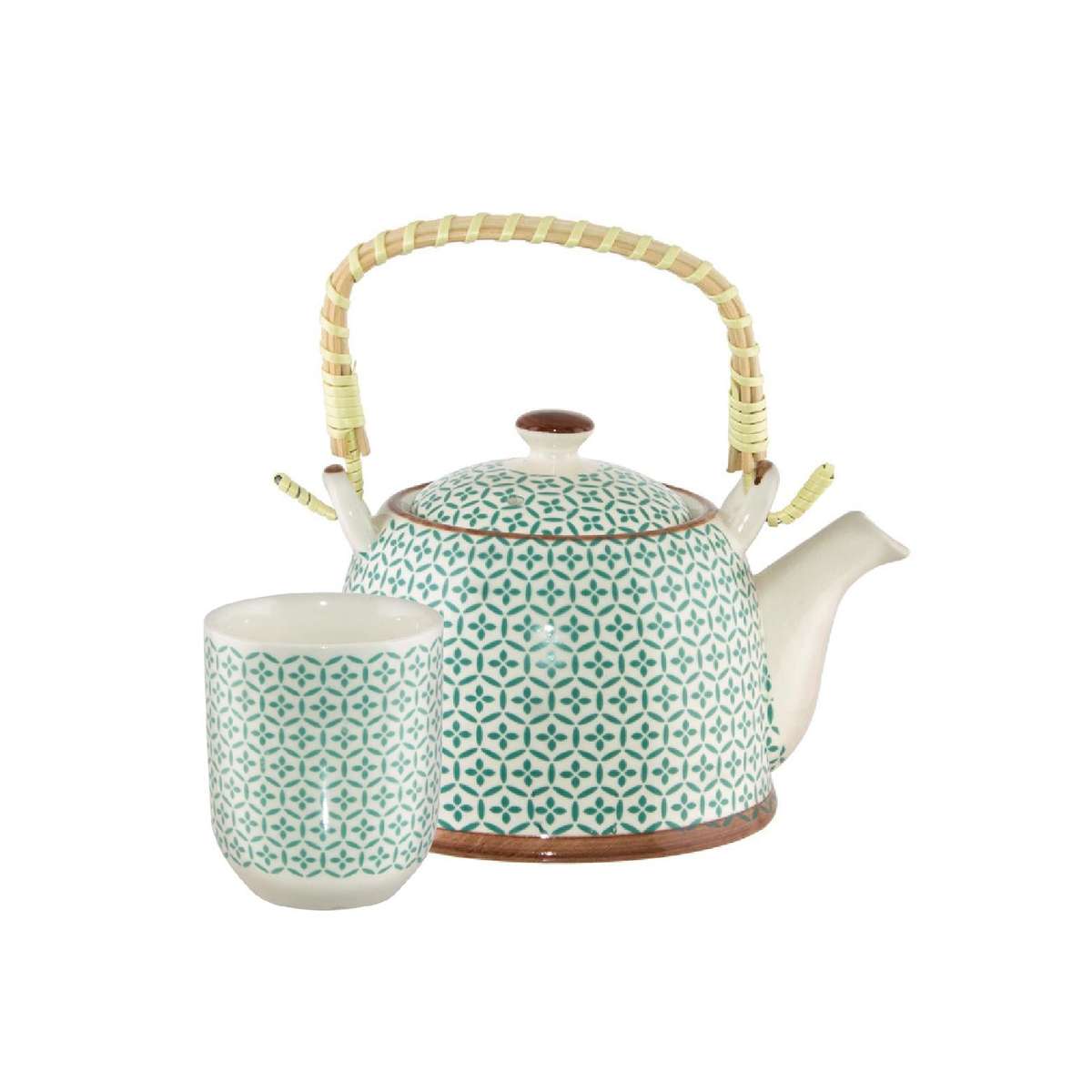 Green Moroccan Teapot Set (Incl 4 Mugs)